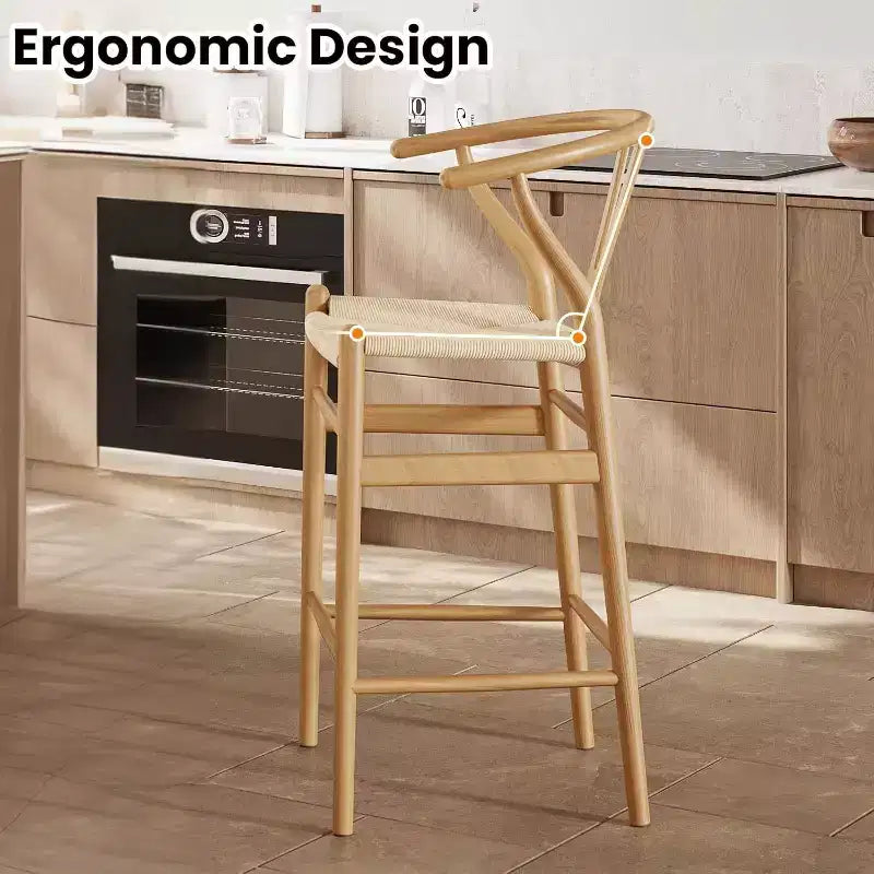 1 tabouret de bar en forme d'os entièrement assemblé, chaise de salle à manger, tabouret de bar tressé, hauteur de comptoir pour îlot de cuisine, beige