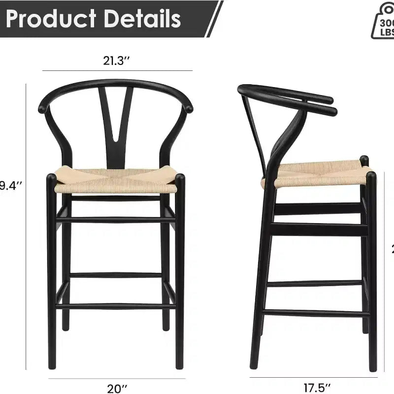1 tabouret de bar en forme d'os entièrement assemblé, chaise de salle à manger, tabouret de bar tressé, hauteur de comptoir pour îlot de cuisine, beige