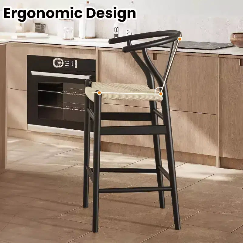 1 tabouret de bar en forme d'os entièrement assemblé, chaise de salle à manger, tabouret de bar tressé, hauteur de comptoir pour îlot de cuisine, beige
