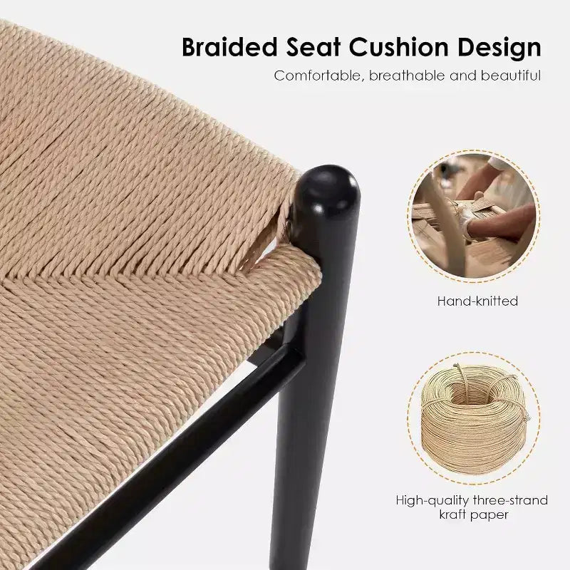 1 tabouret de bar en forme d'os entièrement assemblé, chaise de salle à manger, tabouret de bar tressé, hauteur de comptoir pour îlot de cuisine, beige