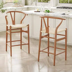 1 tabouret de bar en forme d'os entièrement assemblé, chaise de salle à manger, tabouret de bar tressé, hauteur de comptoir pour îlot de cuisine, beige