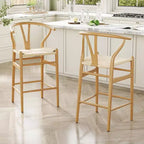 1 tabouret de bar en forme d'os entièrement assemblé, chaise de salle à manger, tabouret de bar tressé, hauteur de comptoir pour îlot de cuisine, beige