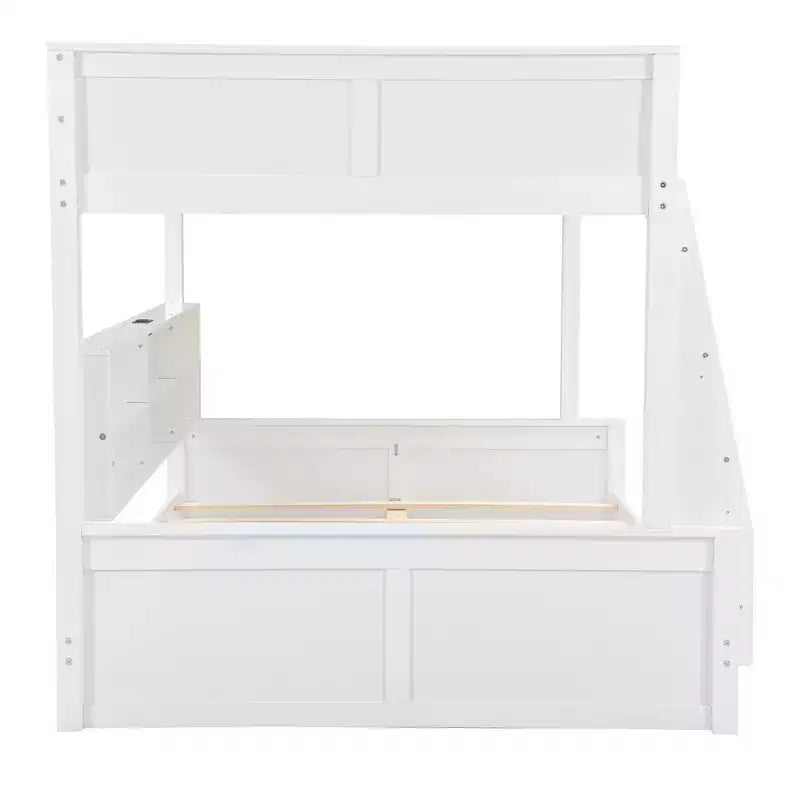 Lit superposé avec étagères de rangement, cadre en bois massif avec armoires et ports USB pour chambre à coucher