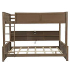 Lit superposé avec étagères de rangement, cadre en bois massif avec armoires et ports USB pour chambre à coucher