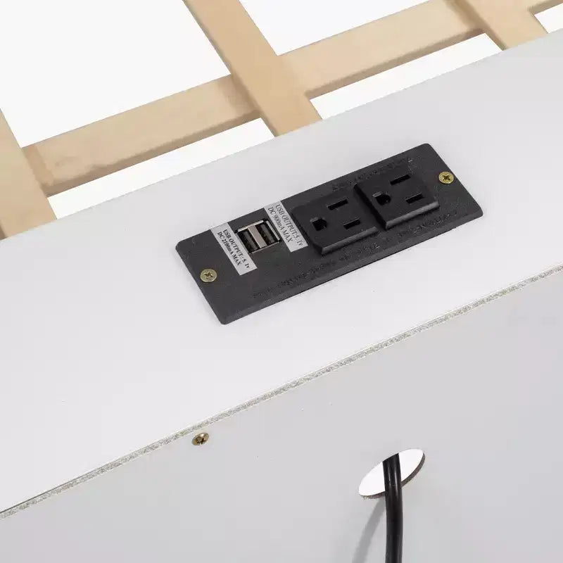 Lit superposé avec étagères de rangement, cadre en bois massif avec armoires et ports USB pour chambre à coucher