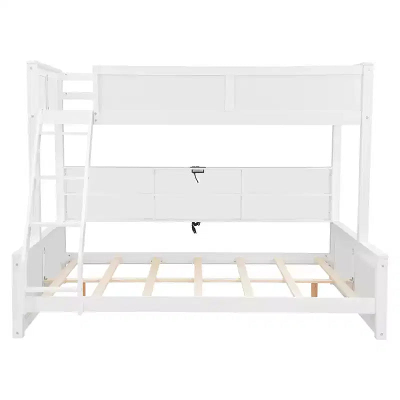 Lit superposé avec étagères de rangement, cadre en bois massif avec armoires et ports USB pour chambre à coucher