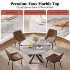 AMERLIFE Ensemble de salle à manger 45 ronds en marbre pour 4, table à manger et chaises de style moderne du milieu du siècle, compacte
