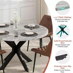 AMERLIFE Ensemble de salle à manger 45 ronds en marbre pour 4, table à manger et chaises de style moderne du milieu du siècle, compacte