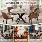 AMERLIFE Ensemble de salle à manger 45 ronds en marbre pour 4, table à manger et chaises de style moderne du milieu du siècle, compacte