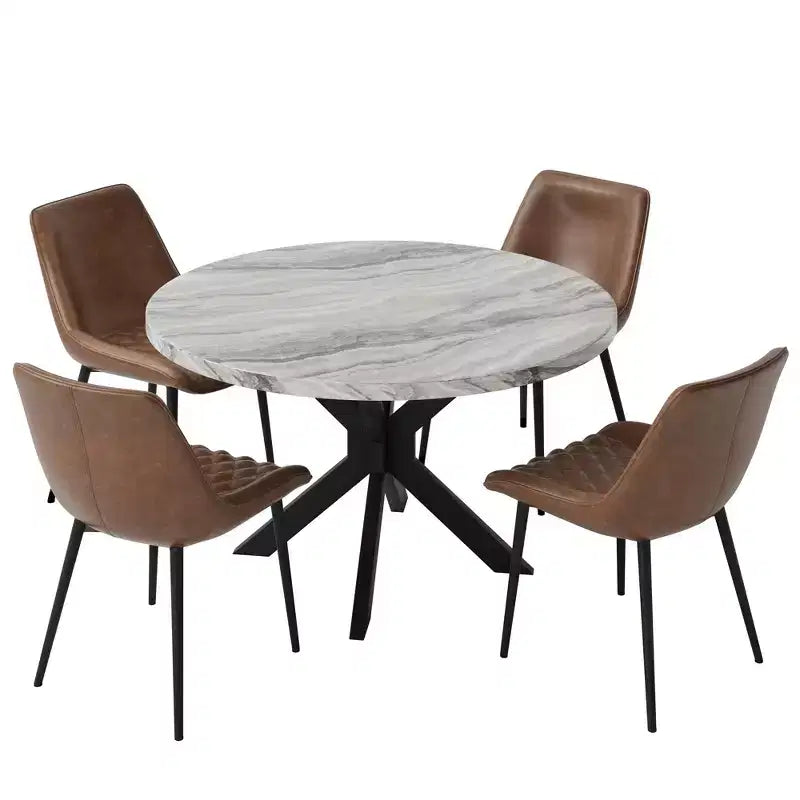 AMERLIFE Ensemble de salle à manger 45 ronds en marbre pour 4, table à manger et chaises de style moderne du milieu du siècle, compacte