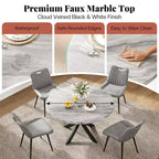 AMERLIFE Ensemble de salle à manger 45 ronds en marbre pour 4, table à manger et chaises de style moderne du milieu du siècle, compacte