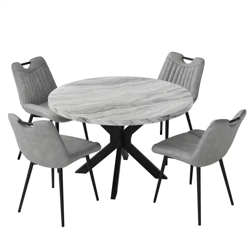 AMERLIFE Ensemble de salle à manger 45 ronds en marbre pour 4, table à manger et chaises de style moderne du milieu du siècle, compacte
