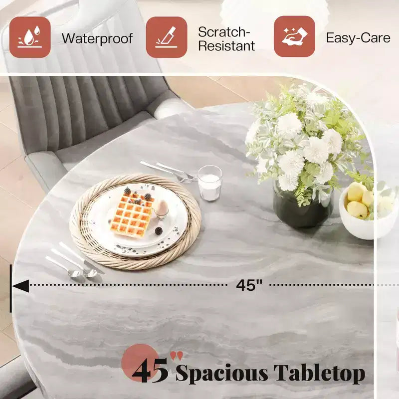 AMERLIFE Ensemble de salle à manger 45 ronds en marbre pour 4, table à manger et chaises de style moderne du milieu du siècle, compacte