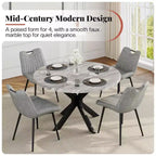 AMERLIFE Ensemble de salle à manger 45 ronds en marbre pour 4, table à manger et chaises de style moderne du milieu du siècle, compacte