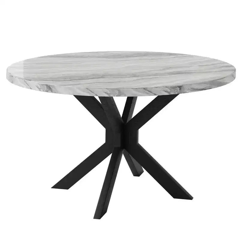 AMERLIFE 45 Marble Round Dining Table Set for 4, Mid-Century Modern Space-Saving Dining Table with Chairs