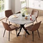 AMERLIFE Ensemble de salle à manger 45 ronds en marbre pour 4, table à manger et chaises de style moderne du milieu du siècle, compacte