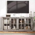 AMERLIFE 63 Buffet de Ferme, Meuble de Rangement en Bois avec Portes Vitrées, Étagères, Rangement pour Salon, Bar à Café