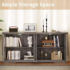 AMERLIFE 63 Buffet de Ferme, Meuble de Rangement en Bois avec Portes Vitrées, Étagères, Rangement pour Salon, Bar à Café