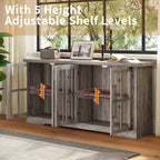 AMERLIFE 63 Buffet de Ferme, Meuble de Rangement en Bois avec Portes Vitrées, Étagères, Rangement pour Salon, Bar à Café