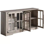 AMERLIFE 63 Buffet de Ferme, Meuble de Rangement en Bois avec Portes Vitrées, Étagères, Rangement pour Salon, Bar à Café