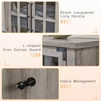 AMERLIFE 63 Buffet de Ferme, Meuble de Rangement en Bois avec Portes Vitrées, Étagères, Rangement pour Salon, Bar à Café