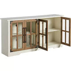 AMERLIFE 63 Buffet de Ferme, Meuble de Rangement en Bois avec Portes Vitrées, Étagères, Rangement pour Salon, Bar à Café