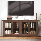 AMERLIFE 63 Buffet de Ferme, Meuble de Rangement en Bois avec Portes Vitrées, Étagères, Rangement pour Salon, Bar à Café