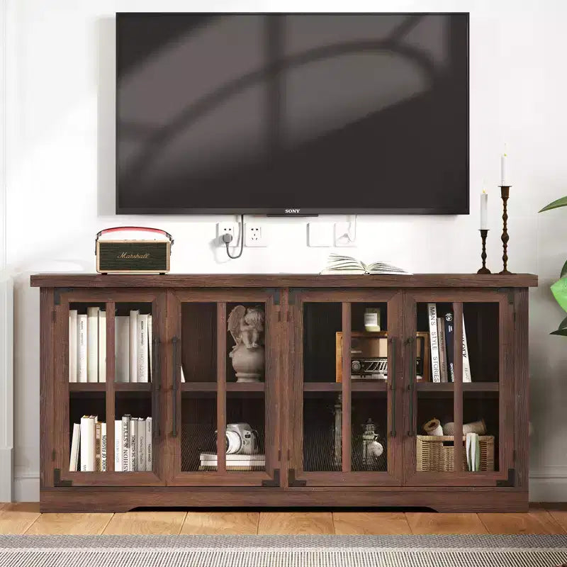 AMERLIFE 63 Buffet de Ferme, Meuble de Rangement en Bois avec Portes Vitrées, Étagères, Rangement pour Salon, Bar à Café