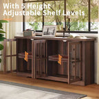 AMERLIFE 63 Buffet de Ferme, Meuble de Rangement en Bois avec Portes Vitrées, Étagères, Rangement pour Salon, Bar à Café