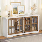 AMERLIFE 63 Buffet de Ferme, Meuble de Rangement en Bois avec Portes Vitrées, Étagères, Rangement pour Salon, Bar à Café