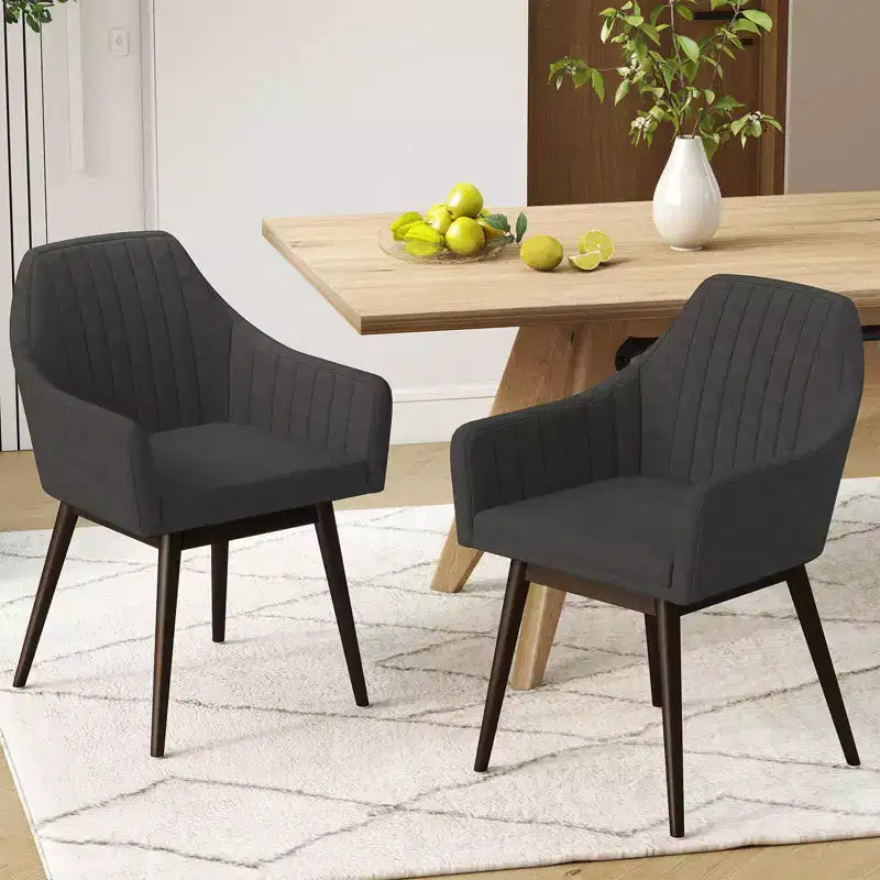 Lot de 2 chaises de salle à manger Costway, chaises d'appoint rembourrées confortables avec dossier capitonné Beige/Noir/Gris