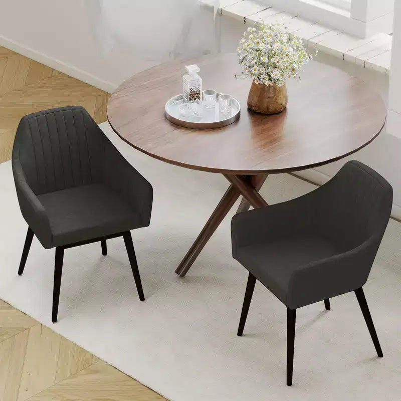 Lot de 2 chaises de salle à manger Costway, chaises d'appoint rembourrées confortables avec dossier capitonné Beige/Noir/Gris
