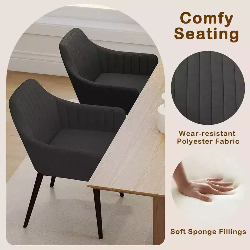 Lot de 2 chaises de salle à manger Costway, chaises d'appoint rembourrées confortables avec dossier capitonné Beige/Noir/Gris
