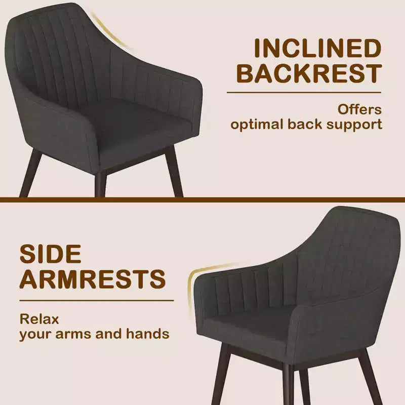 Lot de 2 chaises de salle à manger Costway, chaises d'appoint rembourrées confortables avec dossier capitonné Beige/Noir/Gris