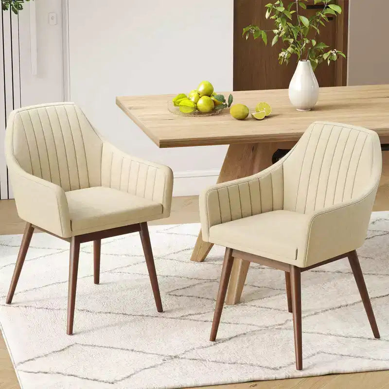 Lot de 2 chaises de salle à manger Costway, chaises d'appoint rembourrées confortables avec dossier capitonné Beige/Noir/Gris