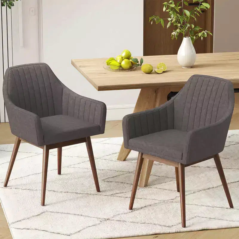 Lot de 2 chaises de salle à manger Costway, chaises d'appoint rembourrées confortables avec dossier capitonné Beige/Noir/Gris