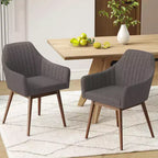 Lot de 2 chaises de salle à manger Costway, chaises d'appoint rembourrées confortables avec dossier capitonné Beige/Noir/Gris