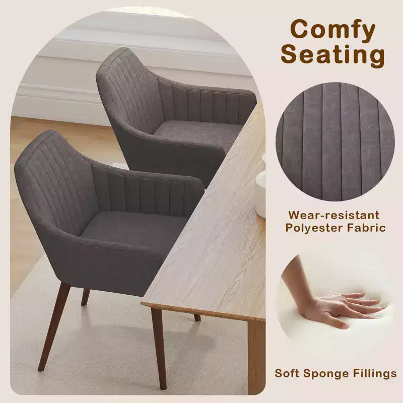 Lot de 2 chaises de salle à manger Costway, chaises d'appoint rembourrées confortables avec dossier capitonné Beige/Noir/Gris