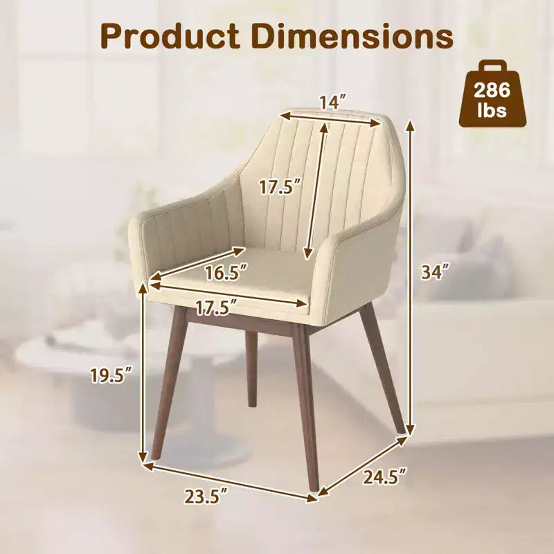 Lot de 2 chaises de salle à manger Costway, chaises d'appoint rembourrées confortables avec dossier capitonné Beige/Noir/Gris