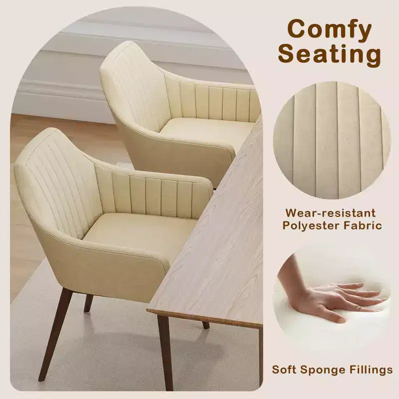 Lot de 2 chaises de salle à manger Costway, chaises d'appoint rembourrées confortables avec dossier capitonné Beige/Noir/Gris