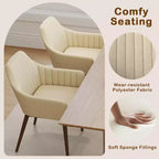 Lot de 2 chaises de salle à manger Costway, chaises d'appoint rembourrées confortables avec dossier capitonné Beige/Noir/Gris