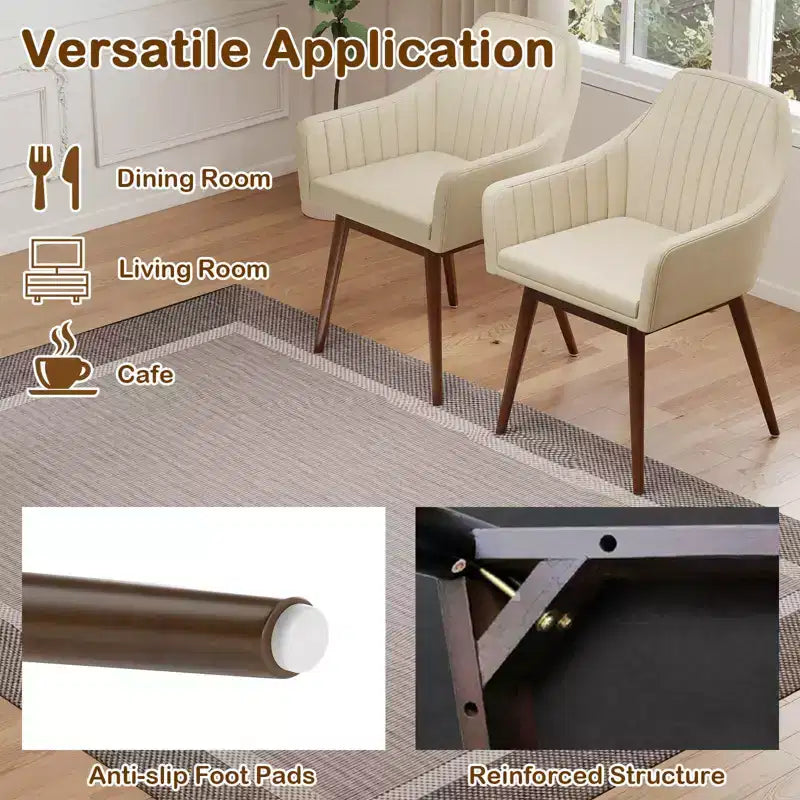 Lot de 2 chaises de salle à manger Costway, chaises d'appoint rembourrées confortables avec dossier capitonné Beige/Noir/Gris