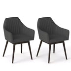 Lot de 2 chaises de salle à manger Costway, chaises d'appoint rembourrées confortables avec dossier capitonné Beige/Noir/Gris
