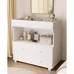Commode à langer pour bébé, table à langer moderne en bois avec 2 tiroirs, station à langer multifonctionnelle pour chambre de bébé, chambre à coucher