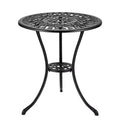Bistro Table 23.6'' Round Black - Antique Tulip Design Cast Aluminum with 2.36'' Umbrella Hole, Weather-Resistant for Porch Balcony Poolside