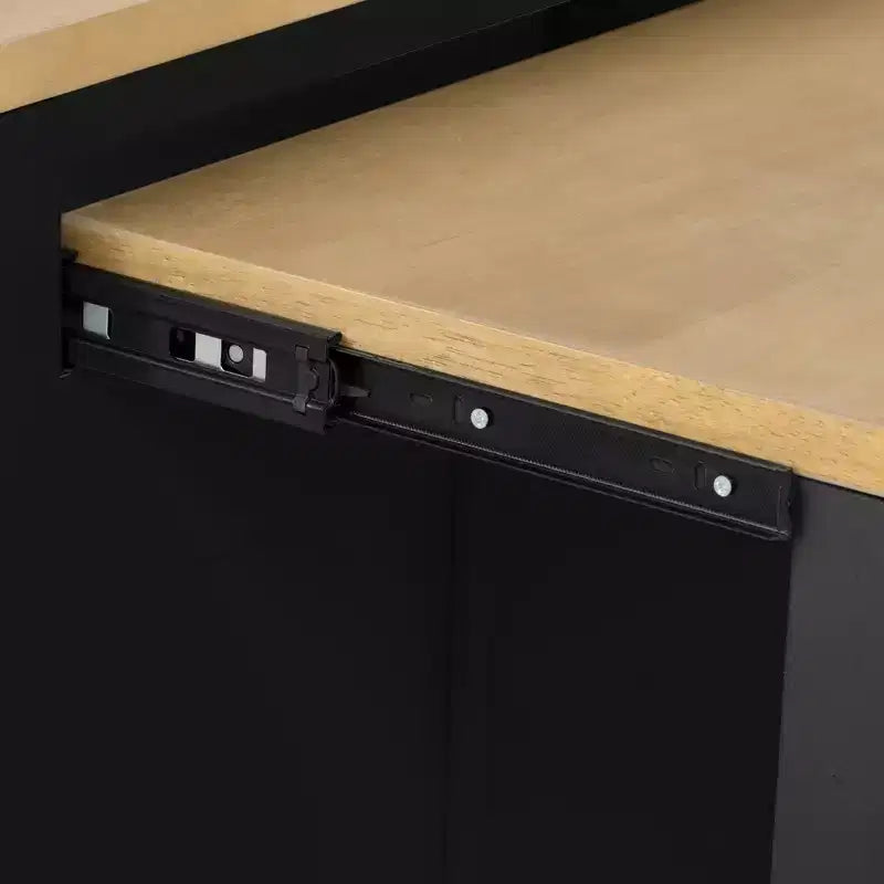 47 Îlot de cuisine avec table à manger extensible, dessus en placage de bois d'hévéa, étagère de rangement interne, prise de courant intégrée, chariot de cuisine roulant