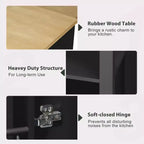 47 Îlot de cuisine avec table à manger extensible, dessus en placage de bois d'hévéa, étagère de rangement interne, prise de courant intégrée, chariot de cuisine roulant