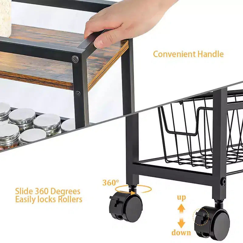 Chariot de rangement fin à 4 niveaux, étagère de rangement coulissante étroite avec 3 paniers coulissants pour les espaces étroits dans la cuisine, la chambre et le salon