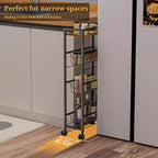 Chariot de rangement fin à 4 niveaux, étagère de rangement coulissante étroite avec 3 paniers coulissants pour les espaces étroits dans la cuisine, la chambre et le salon