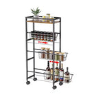 Chariot de rangement fin à 4 niveaux, étagère de rangement coulissante étroite avec 3 paniers coulissants pour les espaces étroits dans la cuisine, la chambre et le salon